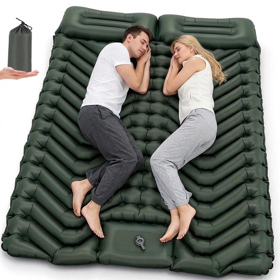 Dailygoods- Campingluchtmatras 196 x 134 cm - Opblaasbaar - Waterdicht - Ultralicht 1,5 kg - Compact 35 x 14 cm - Duurzaam 40D-nylon - Opblaasmatras