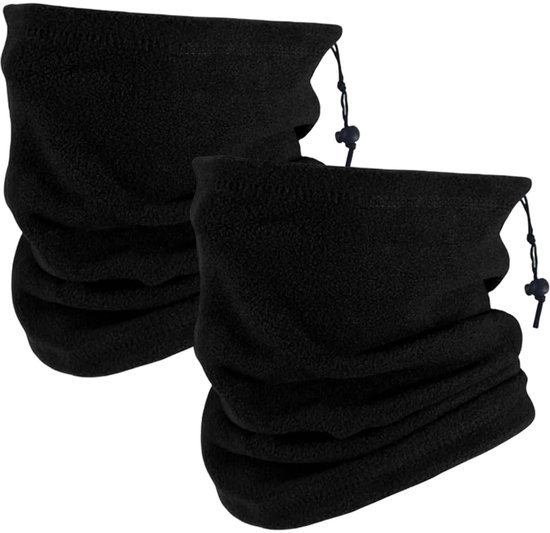 Dailygoods- Colsjaal Heren Dubbel Pluche Ontwerp - Multifunctionele Doek - Winddicht - Verstelbaar Trekkoord - Zwart - Warm en Comfortabel - Halsdoek van Dailygoods