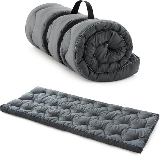 Dailygoods - Dailygoody - Dikke slaapmat - Campingmatras - Gewatteerd comfort - 190 x 75 cm - Draagbaar en lichtgewicht - Perfect voor kamperen - Grijs