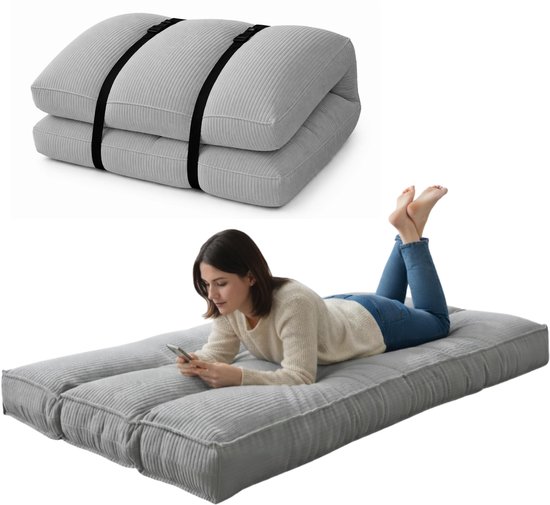 Dailygoods- Futonmatras Dik & Comfortabel - Vloermatras - Opvouwbaar - Wasbare Hoes - 90x190 cm - Perfect voor Interieur