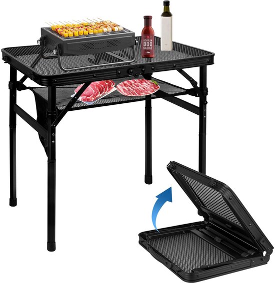 Dailygoods- Grilltafel Opvouwbaar - In Hoogte Verstelbaar - Draagbaar - Campingtafel - Barbecuetafel - 60 x 40 cm - Picknicktafel