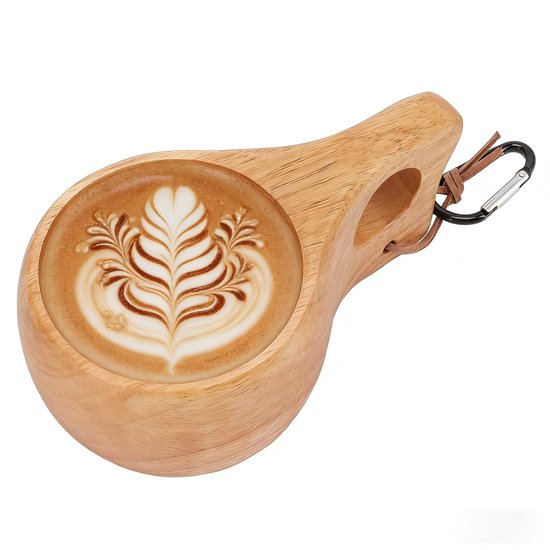 Dailygoods- Houten Beker Handgemaakt - Finse Kuksa - Duurzaam Rubberhout - Lichtgewicht - Natuurlijke Drinkbeker - Voor Koffie/Thee - Koffiemok