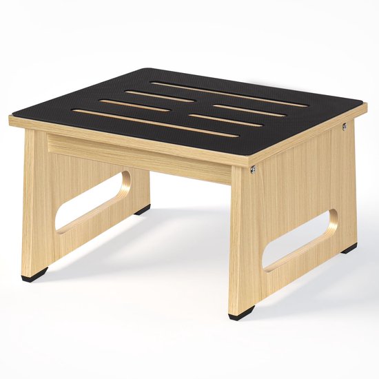 Dailygoods- Houten Treeplank - Antislip Rubber - Opstapkruk Volwassenen - Draagbare Hulp - Veilig voor Binnen/Buiten - 22 cm