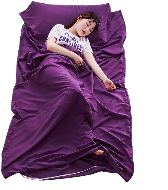 Dailygoods- Huttenslaapzak 2-in-1 - Ultralicht Katoen - Ademend Comfort - Ritssluiting - Opbergtas - Royale Afmetingen 220 x 90 cm - Reisslaapzak