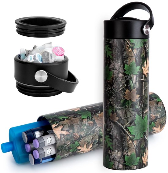 Dailygoods- Insulinekoelere 24-uurs koeling - Draagbare Medische Koelere - Roestvrij Staal - TSA-goedgekeurd - Lichtgewicht - Camouflage Patroon - Medische Koelbox
