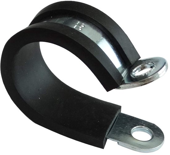 Dailygoods- Kabelbinder Set van 5 - Staal met Rubber Coating - Voor Maximaal 22 mm - Bevestiging met Schroeven/Nagels - Installatieopening 5,3 mm - Breedte 12 mm - Slangklem