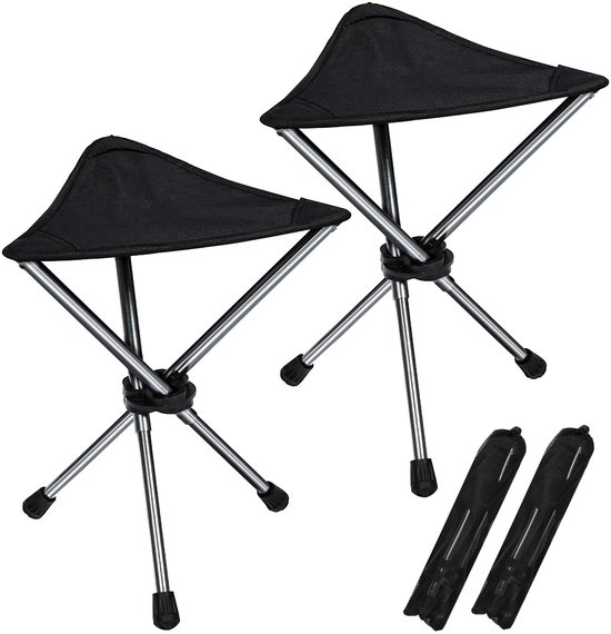 Dailygoods- Klapkruk - Set van 2 - Opvouwbare Driepootkruk - Ultralicht - 150 kg Belastbaar - Campingkruk - Hoogwaardige Aluminiumlegering - Campingstoel