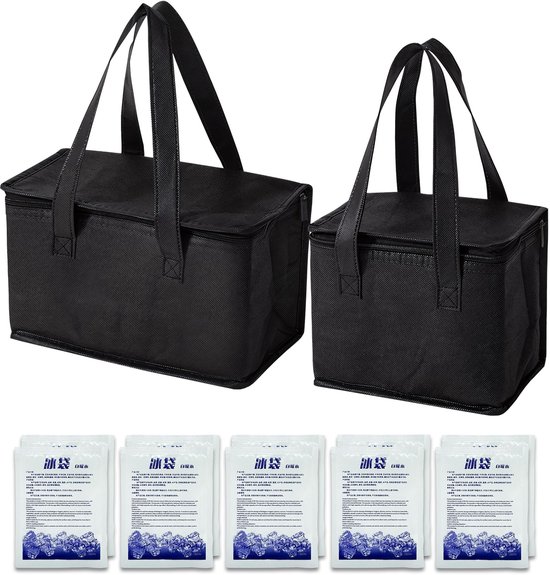 Dailygoods- Koeltas Set 7,5 l/5 l - 10 Koelaccu's - Opvouwbaar - Isolatietas - Lange Koelcapaciteit - Stabiele Bodem - Koelbox van Dailygoods