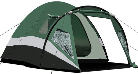 Dailygoods- Koepeltent 4 Personen - XXL met Veranda - Waterdicht 3000 mm - Hoge Stahoogte 160 cm - Ventilatie - Geschikt voor Fietsen/Motoren - Kampeertent