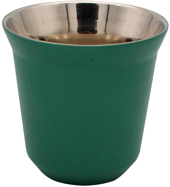 Dailygoods- Koffiemok Thermisch Geïsoleerd - Roestvrij Staal - Ergonomisch - Kleur: Groen - Capaciteit: 85 ml - Afmetingen: 6 cm x 6 cm x 3,2 cm - Espressomok