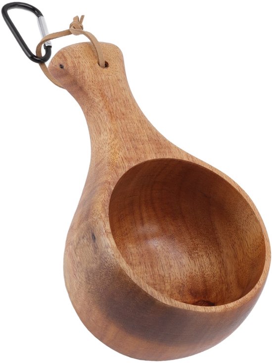 Dailygoods- Kuksa Houten Beker - Handgemaakt - Draagbare Mok - Scandinavische Stijl - Drinkbeker voor Koffie/Thee/Melk - Natuurlijke Materialen