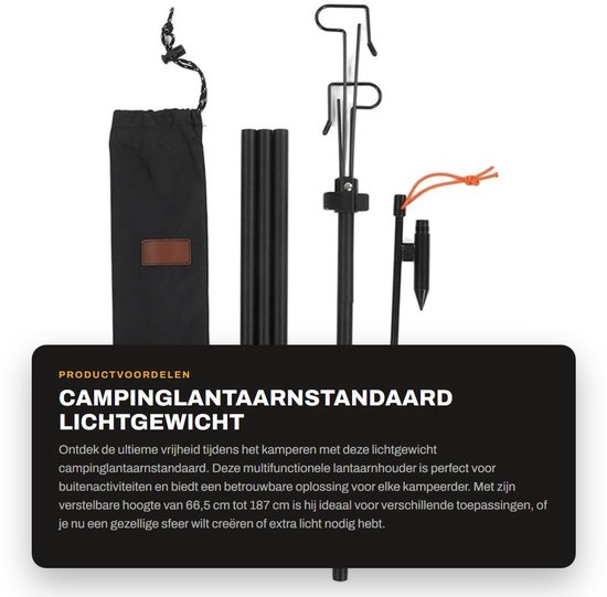 Dailygoods- Lantaarnstandaard Lichtgewicht - Verstelbare Hoogte 66,5-187 cm - Opvouwbare Paal - Multifunctionele Lantaarnhouder - Duurzaam Aluminium - Eenvoudige Montage - Lichtstandaard