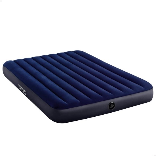 Dailygoods- Luchtbed 2-Persoons - 152cm x 203cm x 25cm - Luxe Velours Bovenkant - Duurzaam Vinyl - Dubbel Ventiel - Comfortabel en Ondersteunend - Opblaasbed