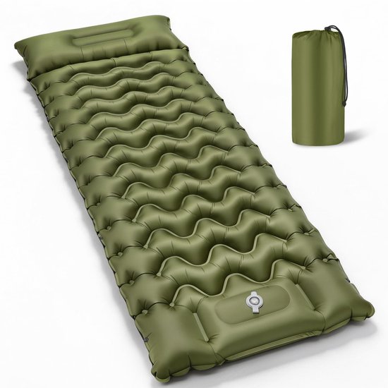 Dailygoods- Luchtmatras 1 Persoon - Opblaasbare Matras met Voetpomp - Waterdicht - Compact - Ideaal voor Camping - Afmetingen 196 x 70 x 10 cm van Dailygoods
