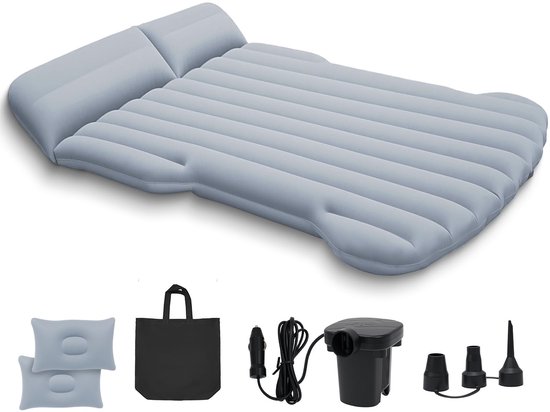 Dailygoods- Luchtmatras 190 x 130 x 15 cm - Opblaasbaar - Vlokmateriaal - 4 Luchtkamers - Campingreisbed - Geschikt voor Tesla Model Y - Opblaasbed