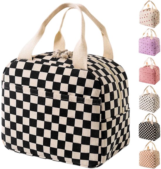 Dailygoods- Lunchtas grote geïsoleerde - herbruikbare draagtas - lichtgewicht - 9L capaciteit - modern design - luxe corduroy buitenkant - Lunchbox