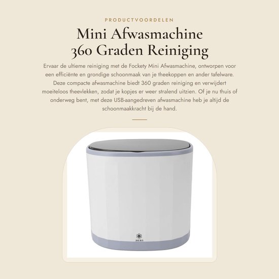 Dailygoods - Mini Afwasmachine - 360 Graden Reiniging - USB Aangedreven - Compact en Efficiënt - Automatische Theekop Reinigaar - Ideaal voor Kleine K...