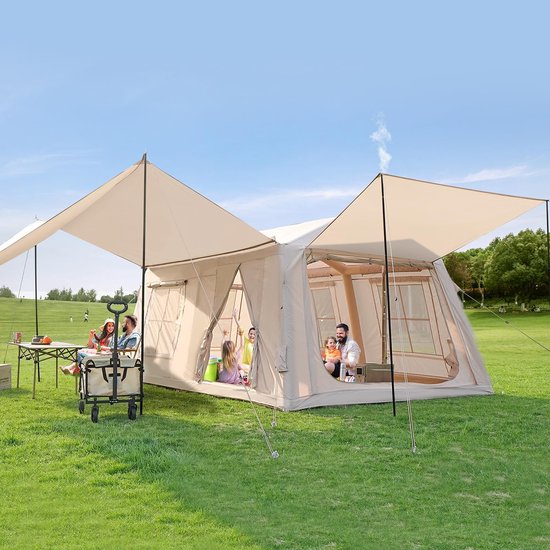 Dailygoods- Opblaasbare Tent 4 Personen - Waterdicht - UV-bestendig - Eenvoudige Installatie - Versterkte Luchtbalken - Geschikt voor Kamperen - Kampeertent