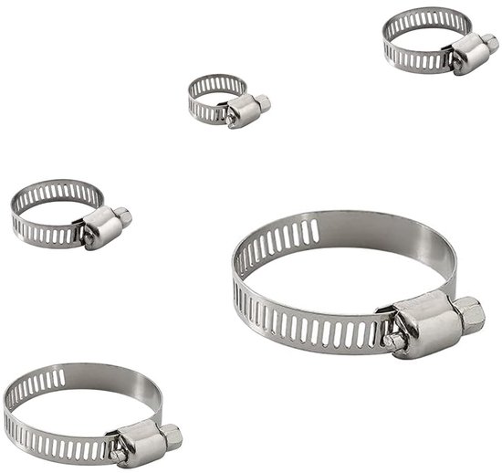 Dailygoods- Pijpklemmen 20 Stuks - Slangklemmen RVS - Verstelbaar - Huishoudelijke Beveiligingskabel - Intercooler/Buis - 5 Maten - Slangklem van Dailygoods
