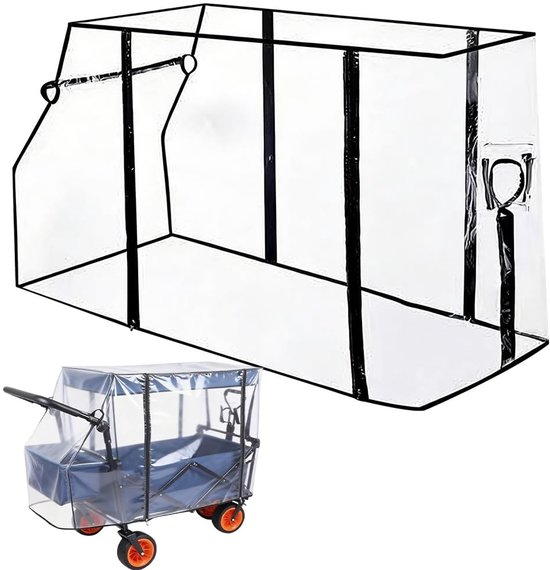 Dailygoods- Regenbescherming Waterdicht - Bolderkar/Handwagen - Opvouwbaar - PVC - 115 x 92 x 75 cm - Bescherming tegen Wind/Sneeuw - Bolderkarhoes
