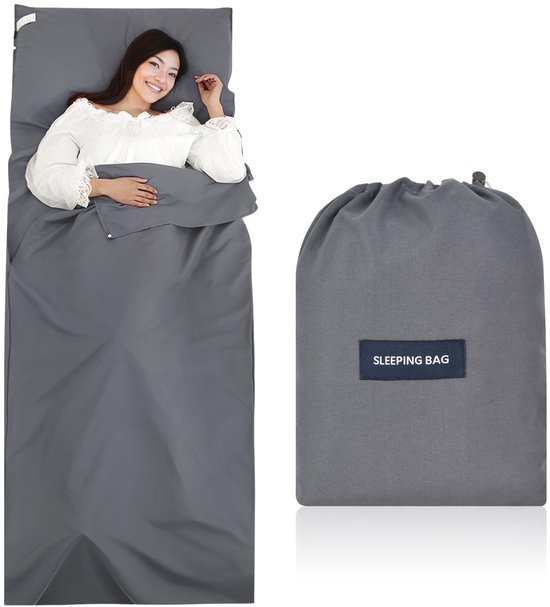 Dailygoods- Slaapzak 220 x 90 cm - Ultralichte Reisslaapzak - Compacte Slaapzak - Microvezel - Kussenvak - Opvouwbaar 26 x 21 x 1,5 cm - Reislaken