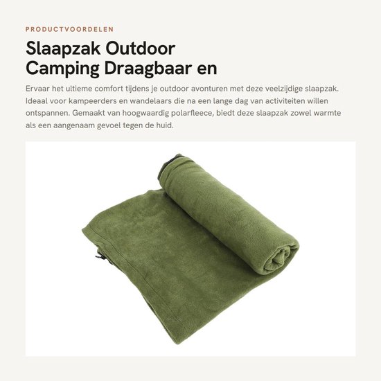 Dailygoods- Slaapzak Draagbaar - Outdoor Slaapzak - Polar Fleece - Lichtgewicht - Antipilling - Machinewasbaar - Trekkoord Uitsparing - Campingslaapzak van Dailygoods