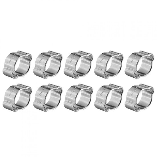 Dailygoods- Slangenklemmen Set 10 Stuks - RVS - Galvaniseerd - Verstelbaar - 8 Maten 5-20mm - Professioneel Gepolijst - Slangklem