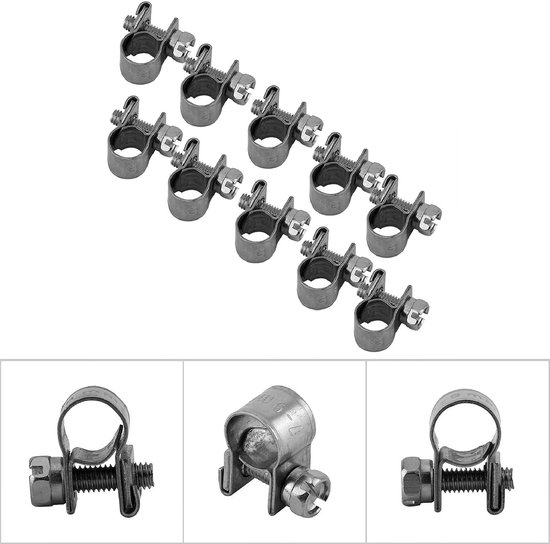 Dailygoods- Slangklem 10 Stuks 6 mm-20 mm - Slangklemmen RVS - Slangklemtang - Slangklemmen Set - Slangklemmen Assortiment - Mini Brandstofleiding Klemmen - Slangenklem