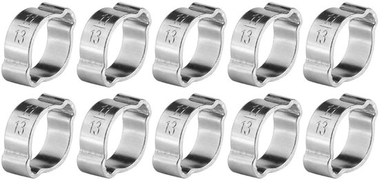 Dailygoods- Slangklem 10 Stuks - RVS Dubbele Oor Slangklem - Voor Slangen 5-23mm - Perfect voor Siliconen - Schokbestendig en Duurzaam - Slangklemmen