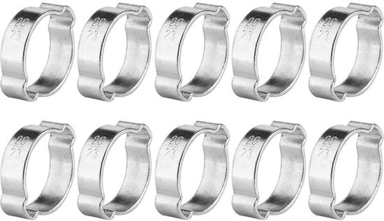 Dailygoods- Slangklem RVS - Slangklemmen Set - Slangklemmen Assortiment - Slangklemtang - 10 Stuks - 5-23mm Afmetingen - Slangenklem