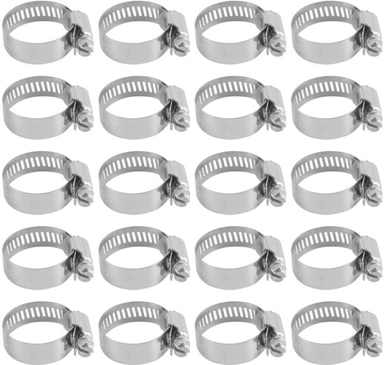 Dailygoods- Slangklem Verstelbaar - Slangklemmen Set 20st - Slangklem RVS - Diameter 18-32mm - Onderhoud Waterleidingen - Flexibele Slangen - Buisklem