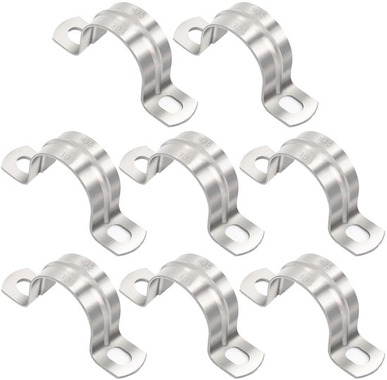 Dailygoods- Slangklemmen Assortiment 8 Stuks - Buisbeugel 35 mm - Slangklemmen RVS - U-vormige Klemmen - Hoogwaardige Bevestiging - Geschikt voor Diverse Buizen - Buisbeugels