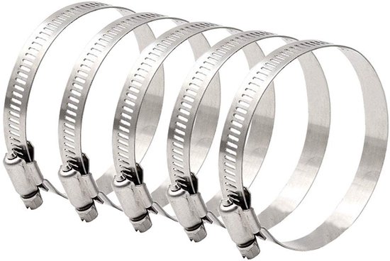 Dailygoods- Slangklemmen Set 5 Stuks - RVS Slangklemmen - Verstelbaar 78-102mm - Antiroest - Waterdicht - Duurzaam 304 Roestvrij Staal - Slangenklem