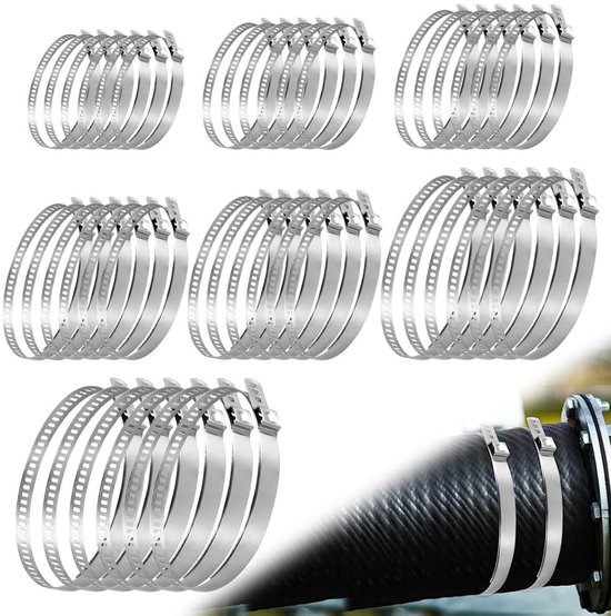 Dailygoods- Slangklemmen Set van 42 Stuks - Roestvrij Staal - Verstelbare Klemmen 10-150 mm - Klemmen Gereedschap - Universele Klemmen - Geschikt voor Boot en Hordeur