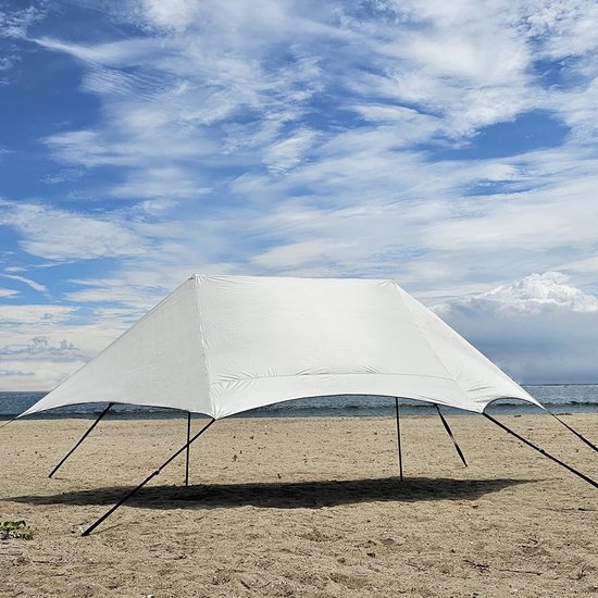 Dailygoods- Strandtent Draagbaar 3 x 5 m - Strandluifel - UV50+ Bescherming - Inclusief Palen - Opbergtas - Haringen en Handleiding - Zonnescherm