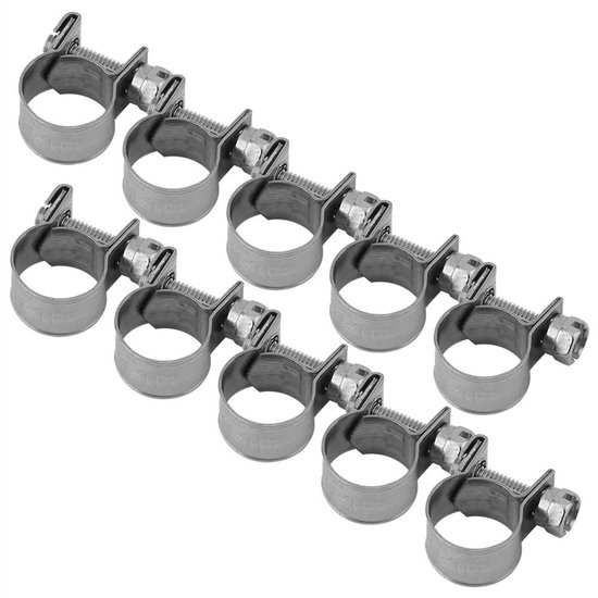 Dailygoods- Tuyau Slangklemmen 10 Stuks - Roestvrij Staal - Verstelbaar - Duurzaam - Antiroest - Geschikt voor 6mm-20mm Slangen - Slang