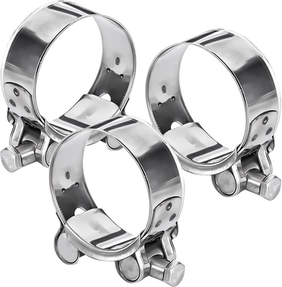 Dailygoods- Uitlaatklem 40-43 mm - Set van 3 Slangklemmen - Roestvrij Staal - Scharnierboutenklem - Corrosiebestendig - Voor Slangbevestiging - Slangklem