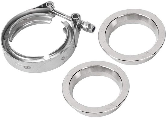 Dailygoods- V-band Klemset Roestvrij Staal - Duurzame Slangklem - Flens voor Uitlaatpijp - Universeel Ontwerp - 2,25 Inch (57 mm) - Inclusief Pincet - Uitlaatklem