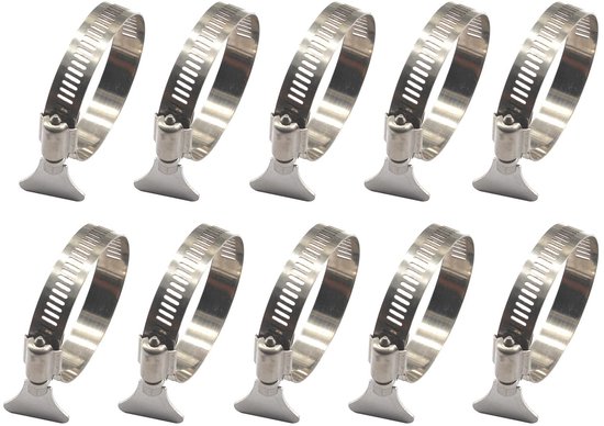 Dailygoods - Verstelbare Duim Schroef Sleutel Slangklemmen 304 - 10 Stuks 18-32mm