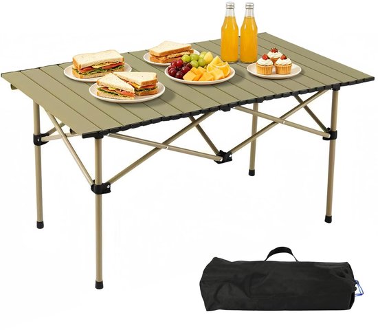 Dailygoods - Vouwbare Campingtafel - Lichtgewicht Beige 95 x 56 x 50 cm met Draagtas