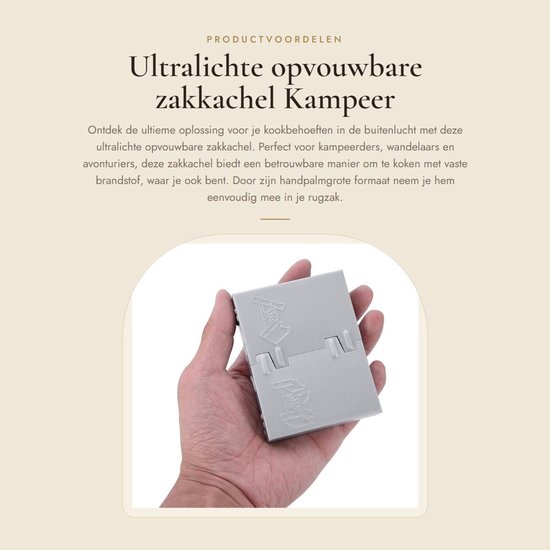 Dailygoods- Zakkachel Ultralicht - Opvouwbaar - Camping Fornuis - Vaste Brandstof - Draagbaar - Hoogwaardig Materiaal - Campingfornuis