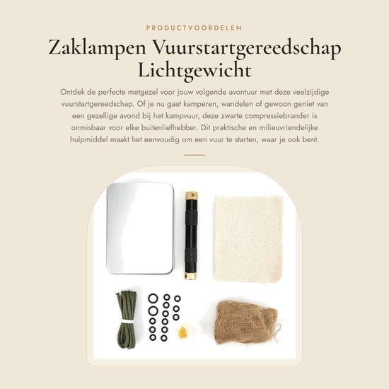 Dailygoods - Zaklampen - Vuurstartgereedschap - Lichtgewicht en draagbaar - Zwart - Buitenaccessoires - Ideaal voor camping - Compact model