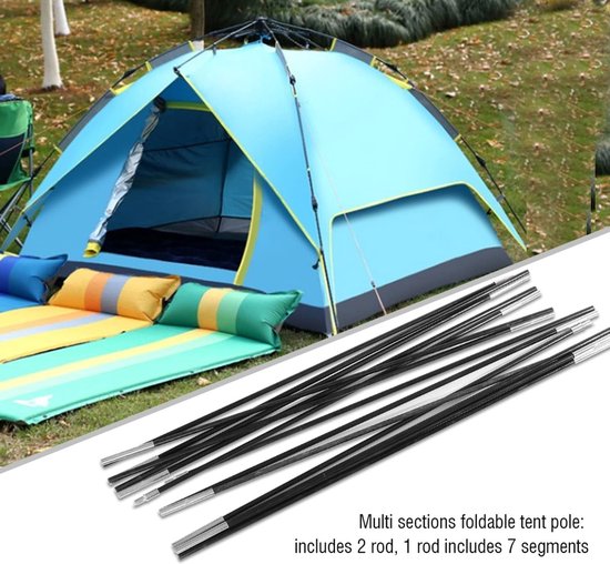Dailygoody - Tentsteunstang - Glasvezel - Duurzaam en sterk - Opvouwbaar formaat - Campingtentstok voor 3-4 personen - Ideaal voor buitengebruik