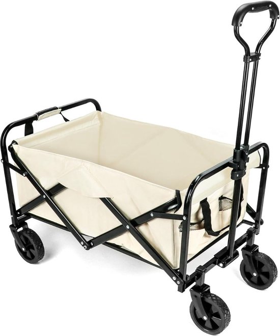 DailySupplies Bolderkar Opvouwbaar - Bolderwagen Luchtbanden - Bolderkarren - 100kg Draagvermogen - Beige van DailySupplies