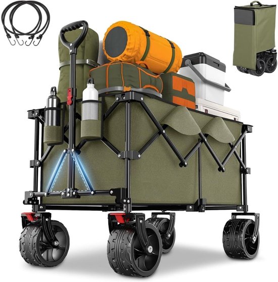 DailySupplies® Bolderkar Opvouwbaar Luchtbanden - Strandwagen - Bolderwagen - Groen van DailySupplies