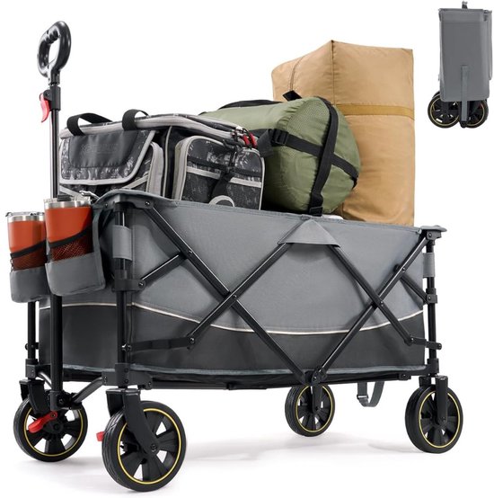 DailySupplies® Bolderkar Opvouwbaar Luchtbanden - Strandwagen - Bolderwagen - Zwart en Grijs van DailySupplies®
