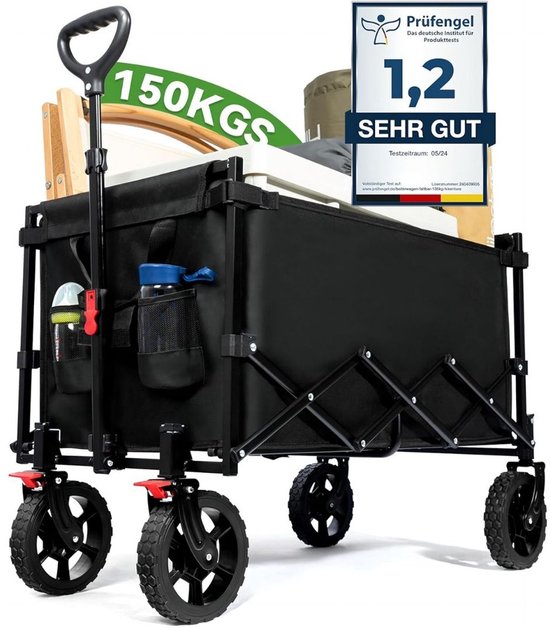 DailySupplies® Bolderkar Opvouwbaar Luchtbanden - Strandwagen - Bolderwagen - Zwart van DailySupplies®