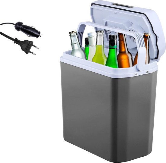 DailySupplies Koelbox - Elektrische Koelbox 12 en 230 Volt - Koeltas Auto - Grijs met Wit van DailySupplies