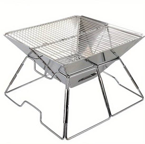 Daity 1-Pack — Draagbare campingvuurplaats met grillrooster — Robuuste, inklapbare vuurkorf — Inclusief grillrek & draagtas — Ideaal voor buiten, in de tuin, op het terras, bij picknicks en barbecues