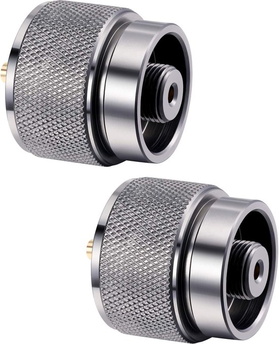 Daity 2-delige set - Adapter voor campingfornuis, lange gasflesadapter voor kooktoestellen met gesplitste kop (zilver) van Daity